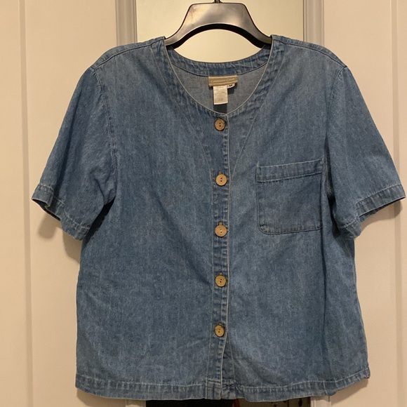 Coldwater Creek Tops - 100% cotton denim button down short sleeve top like Doen Rudy Jude Christy Dawn